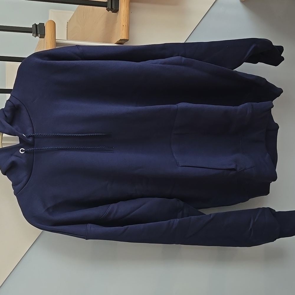 Hanes Ultimate Men's Fleece Hoodie - NWT - Navy - Large - 90% Cotton - Picture 3 of 8